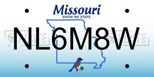 NL6M8W Missouri License Plate