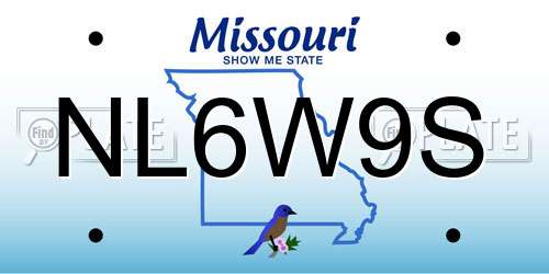 NL6W9S Missouri License Plate