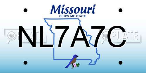 NL7A7C Missouri License Plate