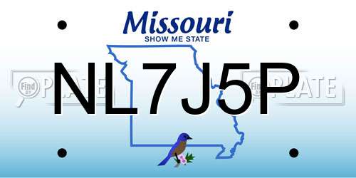 NL7J5P Missouri License Plate