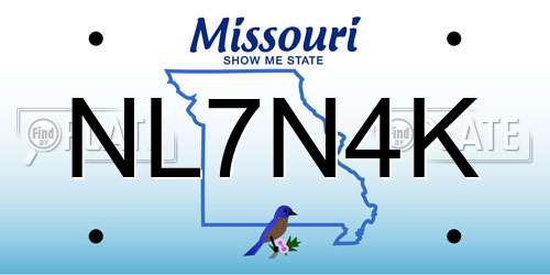 NL7N4K Missouri License Plate