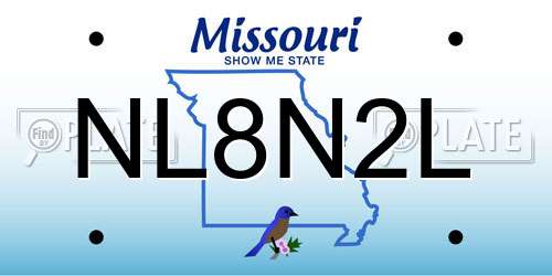 NL8N2L Missouri License Plate