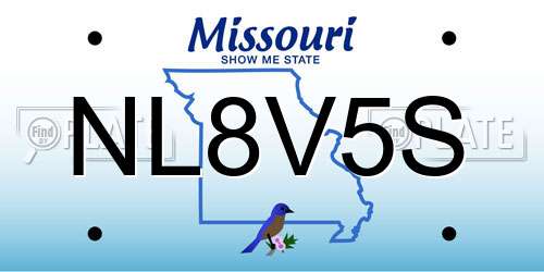 NL8V5S Missouri License Plate
