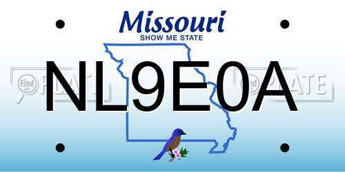 NL9E0A Missouri License Plate