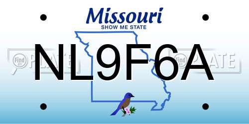 NL9F6A Missouri License Plate