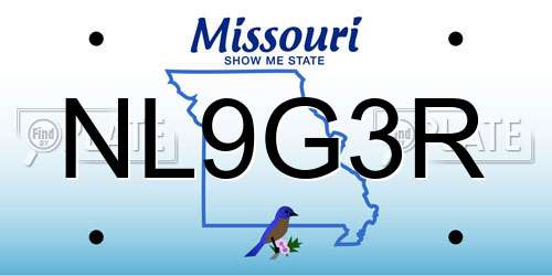 NL9G3R Missouri License Plate