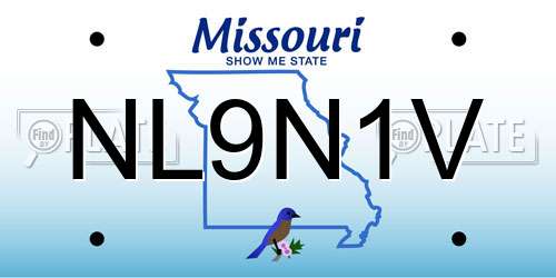NL9N1V Missouri License Plate