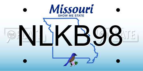 NLKB98 Missouri License Plate