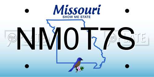 NM0T7S Missouri License Plate