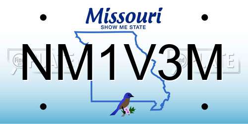 NM1V3M Missouri License Plate