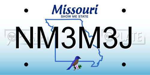 NM3M3J Missouri License Plate