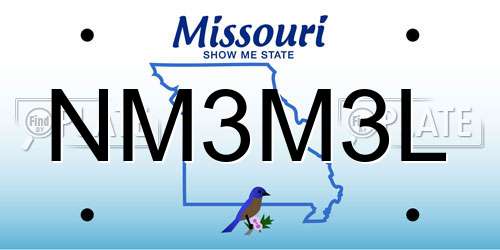 NM3M3L Missouri License Plate
