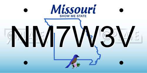 NM7W3V Missouri License Plate