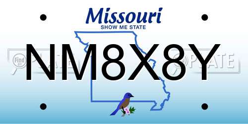 NM8X8Y Missouri License Plate