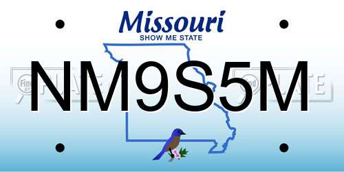 NM9S5M Missouri License Plate