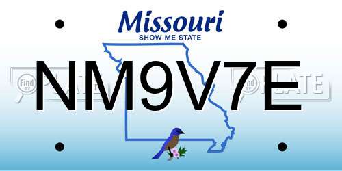 NM9V7E Missouri License Plate