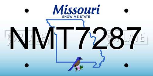 NMT7287 Missouri License Plate