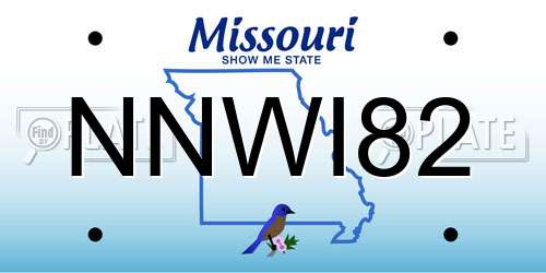 NNWI82 Missouri License Plate