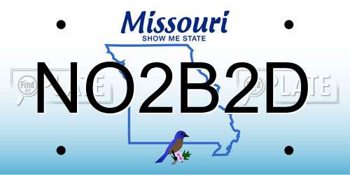 NO2B2D Missouri License Plate