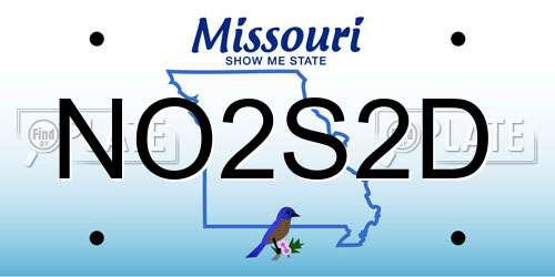 NO2S2D Missouri License Plate