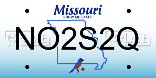 NO2S2Q Missouri License Plate