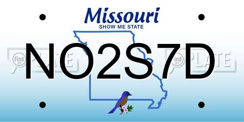 NO2S7D Missouri License Plate