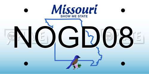 NOGD08 Missouri License Plate