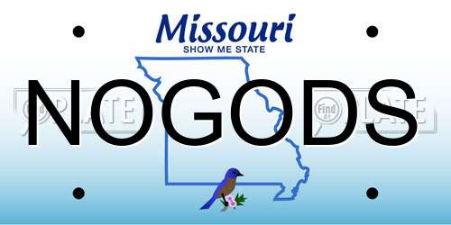 NOGODS Missouri License Plate