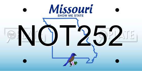 NOT252 Missouri License Plate