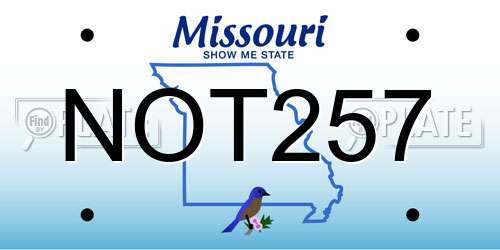 NOT257 Missouri License Plate