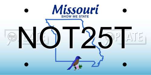 NOT25T Missouri License Plate
