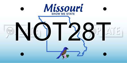 NOT28T Missouri License Plate