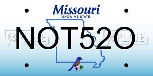 NOT52O Missouri License Plate