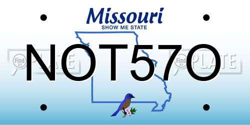 NOT57O Missouri License Plate