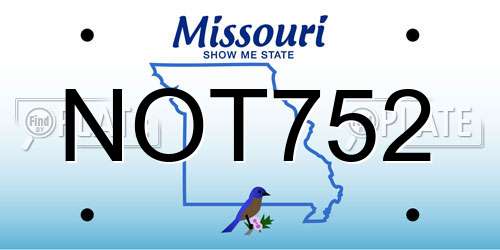 NOT752 Missouri License Plate