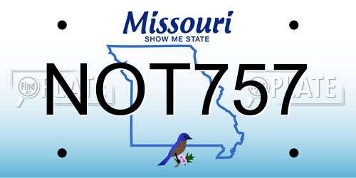 NOT757 Missouri License Plate