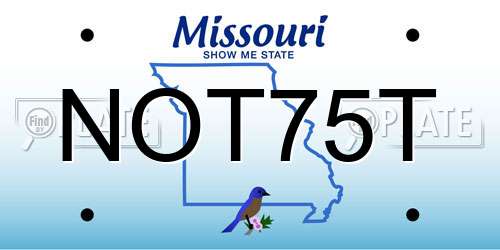 NOT75T Missouri License Plate