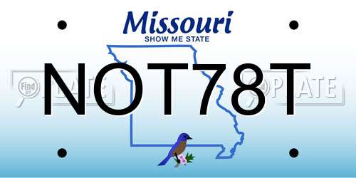 NOT78T Missouri License Plate
