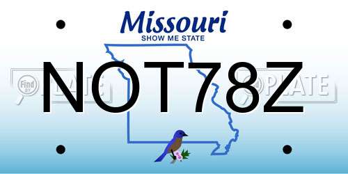 NOT78Z Missouri License Plate