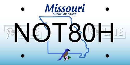 NOT80H Missouri License Plate