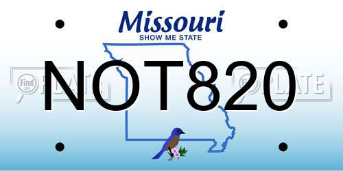 NOT820 Missouri License Plate