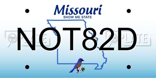 NOT82D Missouri License Plate
