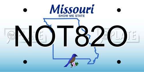 NOT82O Missouri License Plate