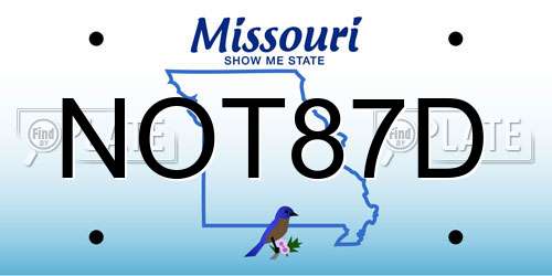 NOT87D Missouri License Plate