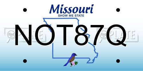 NOT87Q Missouri License Plate