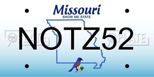 NOTZ52 Missouri License Plate