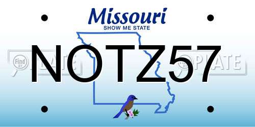 NOTZ57 Missouri License Plate