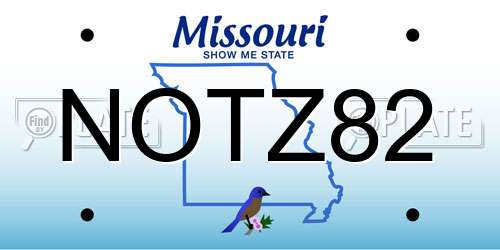 NOTZ82 Missouri License Plate