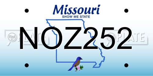 NOZ252 Missouri License Plate