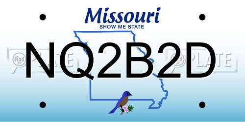 NQ2B2D Missouri License Plate